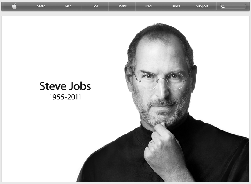 Home page da Apple em 05/10/2011